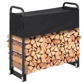 Garvee 196336843043 Firewood Rack Outdoor 4ft With Cover For Fireplace Wood Storag