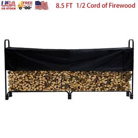 Garvee 629829979368 8.5 Ft Outdoor Firewood Rack With Cover 1/2 Cord Of Waterproof
