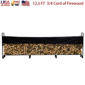 Garvee 629829979627 12.5 Ft Outdoor Firewood Rack With Cover 3/4 Cord Of Waterproof