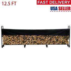 Garvee 629830139720 12.5 Ft Firewood Rack With Cover 3/4 Cord Of Waterproof Outdoor