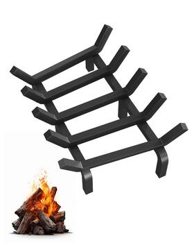 Garveetech 800068639637 Fireplace Grate 17 Inch Heavy Duty 3/4 Solid Steel Log With 6 Support