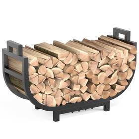 Gaviscity 792105315621 30 Inch Firewood Rack Outdoor Indoor With Handle Stable Metal Wood