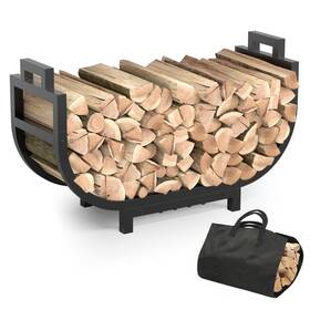 Gaviscity 792105315843 34 Inch Firewood Rack Outdoor Indoor With Handle And Log Carrier Bag Stable