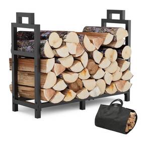 Gaviscity 792105315850 30 Inch Firewood Rack Outdoor Indoor With Handle And Log Carrier Bag Stable
