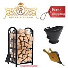 Gh8236000259 Fireplace Log Tools Rack Set Black Ash Bucket Large Wood