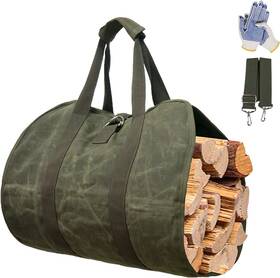 Gialer 717360948520 Firewood Carrier Heavy Duty Canvas Bag Large Log Waterproof Blackish Green