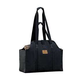 Glamcamp 730243633641 Waxed Canvas Log Carrier Tote Bag With Handles And Shoulder Strap Black