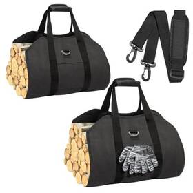 Gpusfak 793288505106 Firewood Carrier Indoor - Water Resistant Wood For Large-2pcs Black