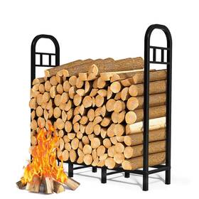 Greener 008678697027 4ft Firewood Rack Outdoor - Black