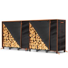 Greener 008678925823 8ft Firewood Cover Heavy-duty Waterproof Wood Rack 8ftx3.8ft- Black