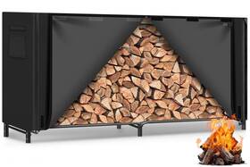 Chj-8ftzz Gtongoko 8ft Firewood Rack Outdoor With Cover Metal Heavy Duty Fire Wood Storage Log