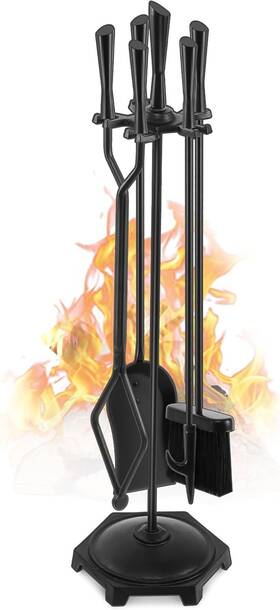 Gt-blgj-5 Gtongoko 5 Pcs Fireplace Tools Set 32 Inch Black Wrought Iron Large Fire
