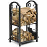 Gym03453 Costway Fireplace Log Rack With Tools Set Fireside Firewood Holders