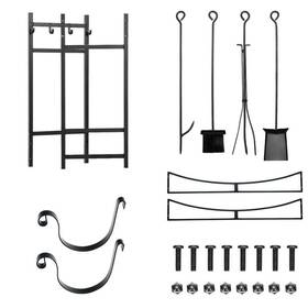 Gym08438 Gymax Fireplace Log Rack 36 Inch With 4 Tool Set Kindling Holders For Indoor Outdoor