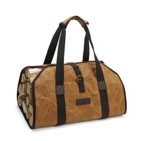 Lz-202464 Hamks Firewood Carrier Bag Canvas Waxed Large Log Tote Carrying Indoor