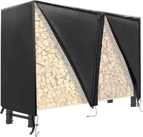 8ft-01 Hayenda 8ft Firewood Log Waterproof Cover For Outdoor Indoor Patio Black