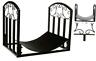 Hc-4101 Firewood Rack Holder With Decorative Scroll Metal Outdoor Indoor Black