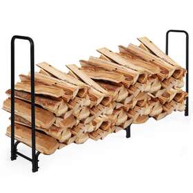 78093216 Hdfl 8-ft Firewood Rack Holder Heavy Duty Steel Storage Stand Indoor Outdoor Decor