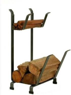 Lr11 Hearth Country Home Log Rack With Kindling Holder Hammered Steel