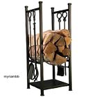 Holder Fireplace Tool Rack Logs Firewood Black Log Home Set Holders Bin Wood