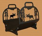 Fa450302 Holder Moose Steel Wildlife Big Decor Lodge Log - Rustic Black