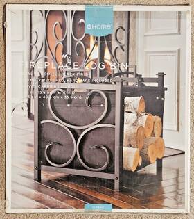 15.875 Home 490851011117 Target Fireplace Log Bin Metal Eggshell Black Finish 16 Inch X 14