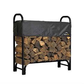 Homepacific 601818758826 Outdoor Firewood Rack 4-ft Steel Frame Wood Log Storage With Cover