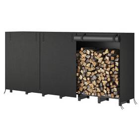 Bb02ch02 Hoobro 8ft Firewood Rack With Cover Outdoor Log Adjustable Holde