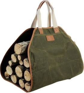 Hrd 445048186164 Firewood Carrier - Waxed Canvas Wood For Heavy Duty Log Green