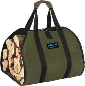 Hrx Package 691167072414 Waxed Canvas Firewood Bag Carrier Water Resistant Log Tote Wood