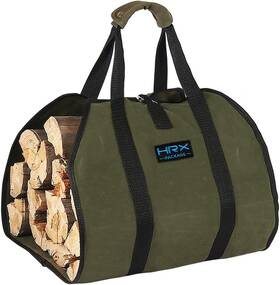 Hrx Package 705353706004 Waxed Canvas Firewood Bag Carrier Water Resistant Log Tote Wood Ca