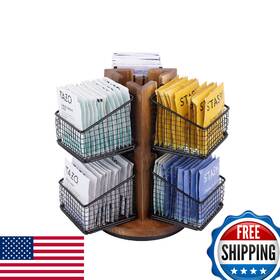 B0cnsl715w Htb Carousel Tea Bag Organizer 2-tier Holder With 6 Removable Baskets