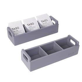 B0cpsz741q Htb Slim Tea Bag Organizer 2-pack Grey Wood 3 Compartment Box With Handle