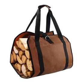 Hjbfc001 Huijubao Waxed Canvas Firewood Carrier Bag Heavy Duty Log Tote With Reinforced Brown