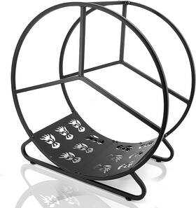Skj-015 Huizhou Haorui Hardware Technology Round Steel Fireplace Firewood Rack Heavy Duty Log Storage Holder For All Season