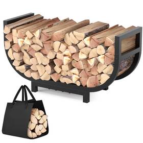 Hxjljy 788362591717 30-inch Firewood Rack Outdoor Indoor With Log Carrier Bag Stable