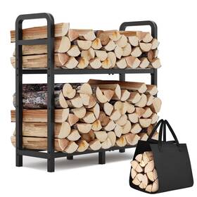 Hxjljy 788362591731 2-tier Large Firewood Rack Outdoor Indoor With Log Carrier Bag 30 Inch St