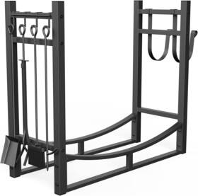 Fr14-335 Hytxen Firewood Rack - 33.5 Inch D X 13.19 W 30.47 H With Fireplace Tools Set