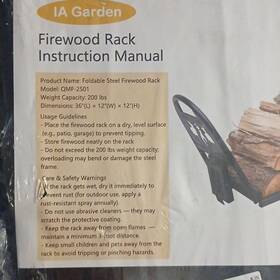 Omf-2501 Ia Garden Foldable Steel Firewood Rack 200 Lb 36x12x12 Black