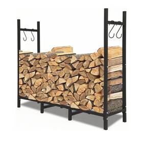 Igdma 707084843904 4ft Outdoor Firewood Rack Log Holder Adjustable Heavy Duty Match Stacking
