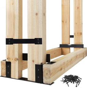 Inc 445033049085 Firewood Rack Kit Adjustable Log Storage Brackets With Flat Steel Bars And S