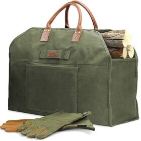 Inno Stage 972163990808 Firewood Log Carrier Bag Waxed Canvas Tote Holder With Fireplace P