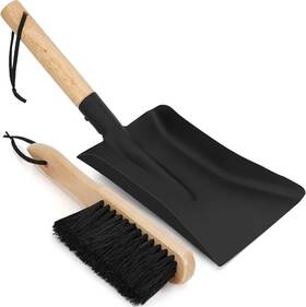 F23-218 Inno Stage Ash Shovel And Brush Set - Fireplace Tools M-7.3 16.7inch Black