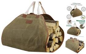 Pb17-110 Innostage Canvas Log Carrier Bag Durable Wood Tote Fireplace Stove Khaki
