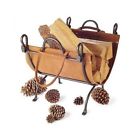 Iron Folding Vintage Carrier Leather Log Fireplace Holder Pilgrim