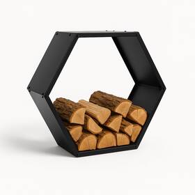 Iron Forge Tools 840013444459 Firewood Rack Outdoor Indoor Fire Wood - 30 Inch Hexagon Log Holder
