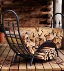 Iron Storage Fireplace Steel Log Rack Holder Firewood Heater Black Kindling Wood