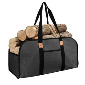 Jldtop 766157820402 Waxed Canvas Firewood Carrier Tote Extra Large Log Bag With Han