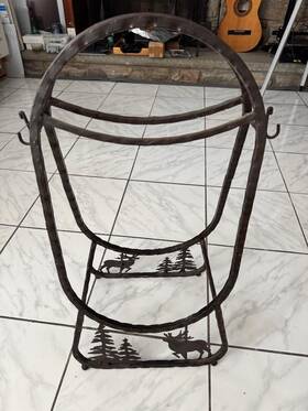 Juvale 194425214132 Compact And Decorative 13 Inch X 28 Curved Firewood Rack For Indoor Outdoor Black