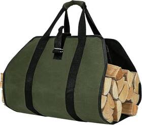 Kk-wc-us-11-24 Kamicure Firewood Carrier Bag With Handles Wood Sling Canvas Green